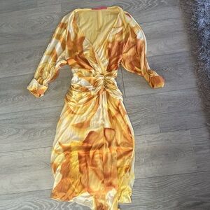 Emanuel Ungaro Yellow and Orange Long Sleeve Dress